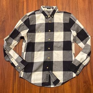 Mens L Abercrombie & Fitch slim flannel plaid button down shirt